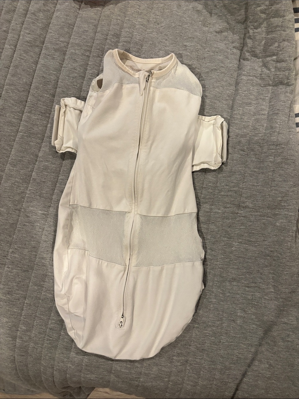 SNOO Sack: White Baby Swaddle Sack with Front Zipper